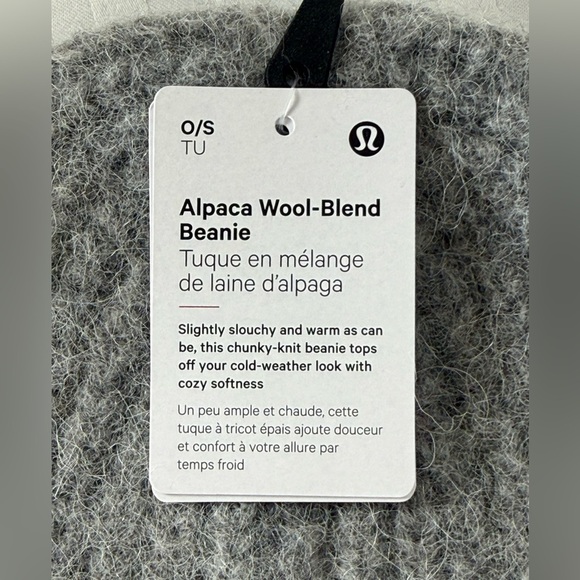 lululemon | Gray Merino Wool Alpaca Blend Beanie Chunky Cozy Soft Unisex O/S main image 8